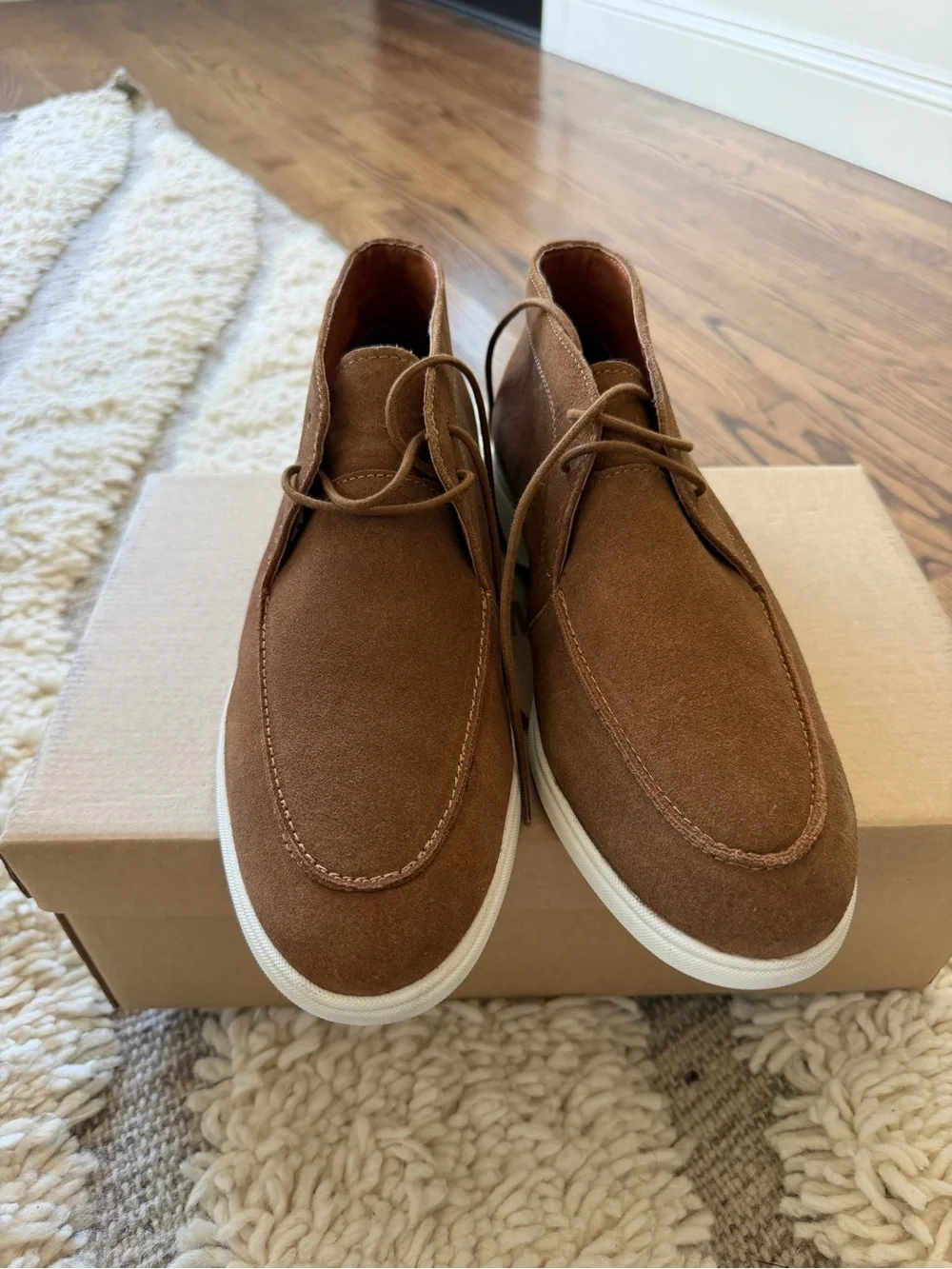 Men's Brown Genuine Suede Chukka Boots Lace-Up